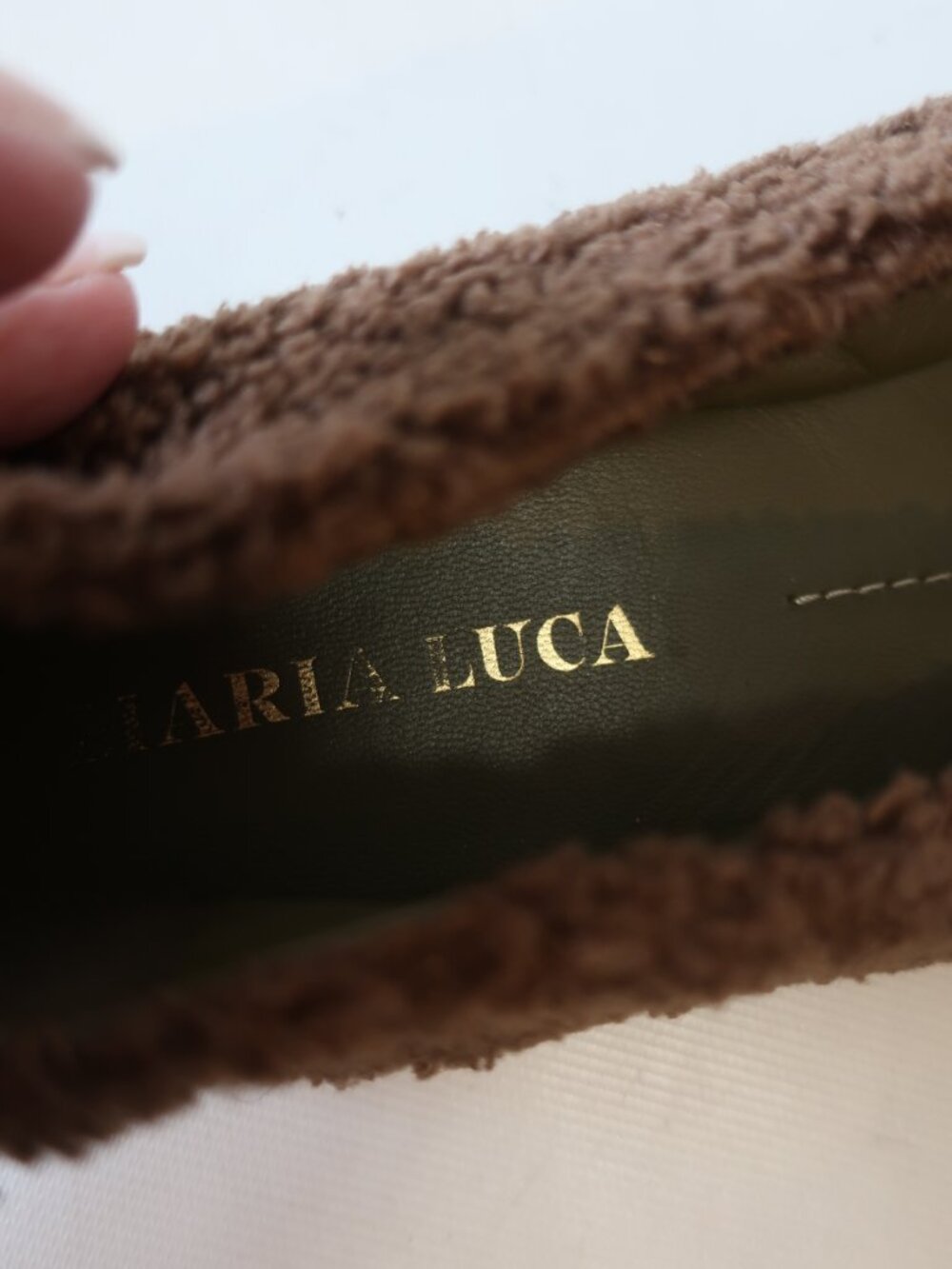 Women Maria Luca Chocolate Square Toe Teddy Eco Fur Augusta Ballet Flats 37 US/6 - Picture 16 of 16